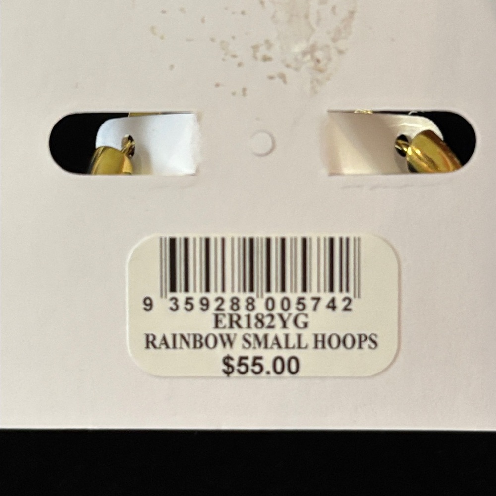 Jackie Mack Rainbow Crystal Gold Tone Double Hoop Earrings - Picture 5 of 5